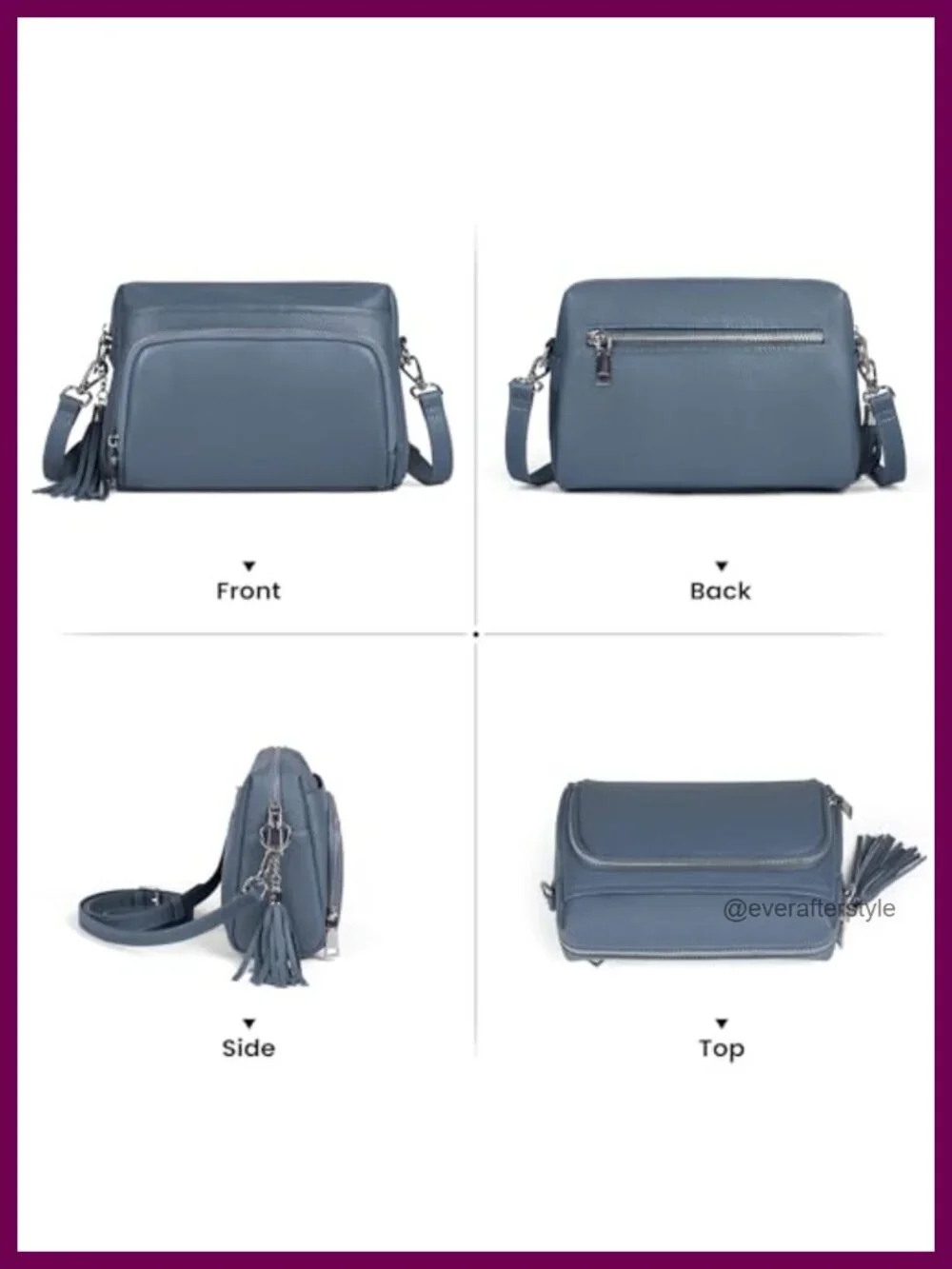 Genuine Leather Crossbody Bag with Built-in RFID Wallet and Detachable Strap